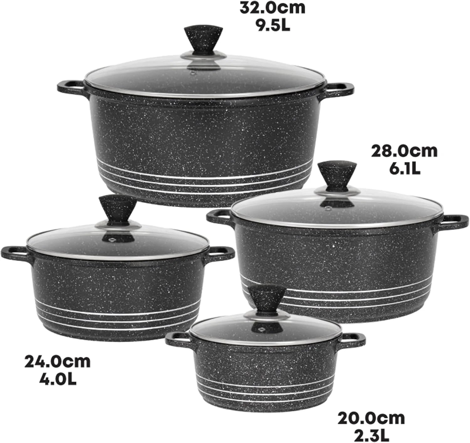 4Pc Non Stick Casserole Pot Set with Lids