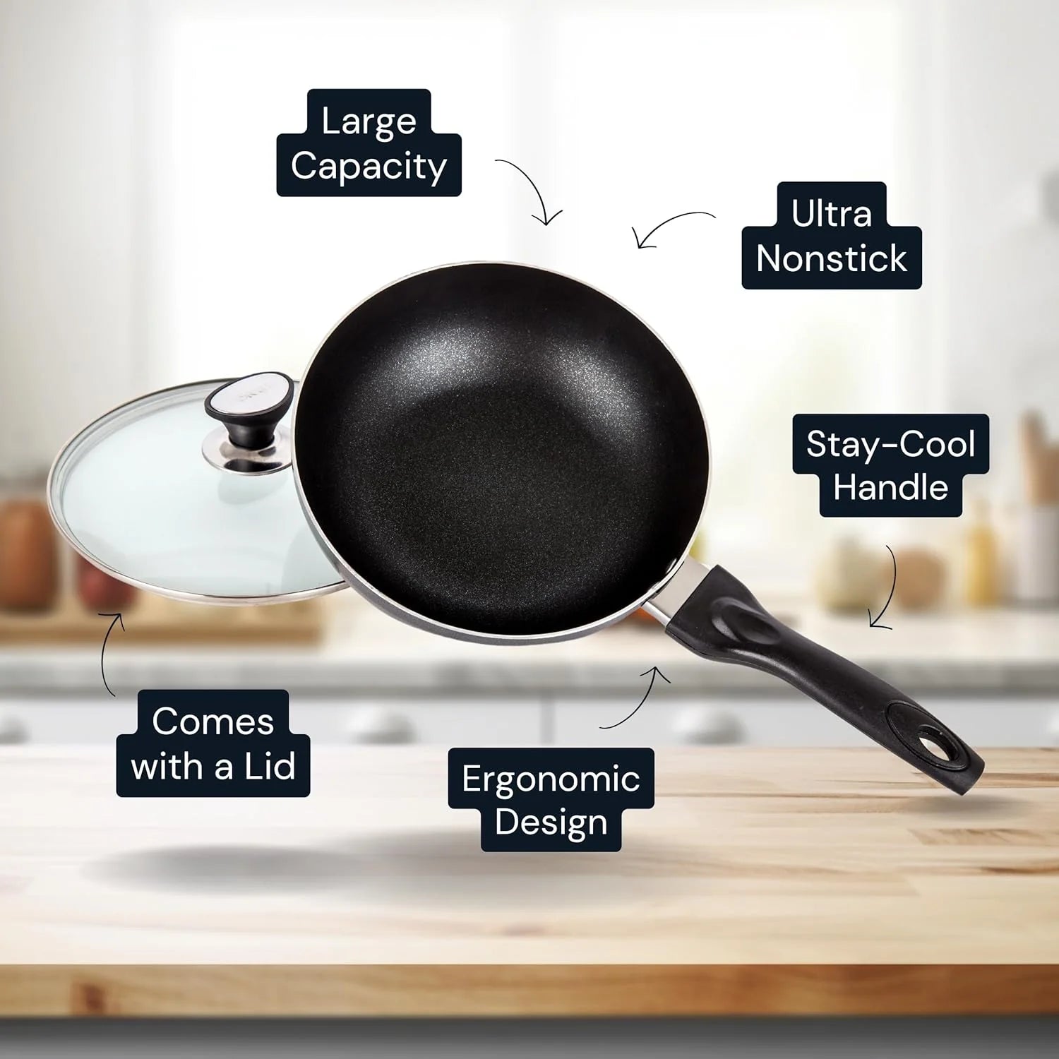 Induction Wok Non Stick with Lid