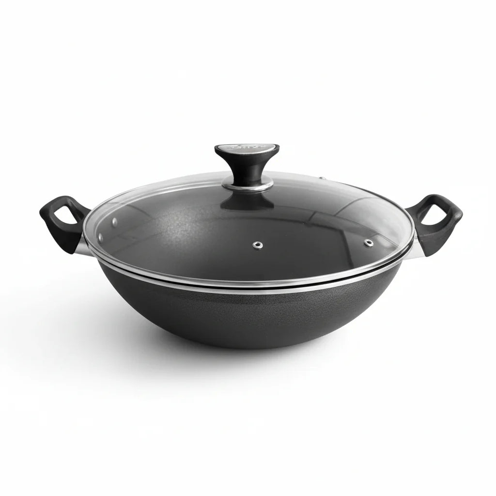 Induction Wok Non Stick with Glass Lid