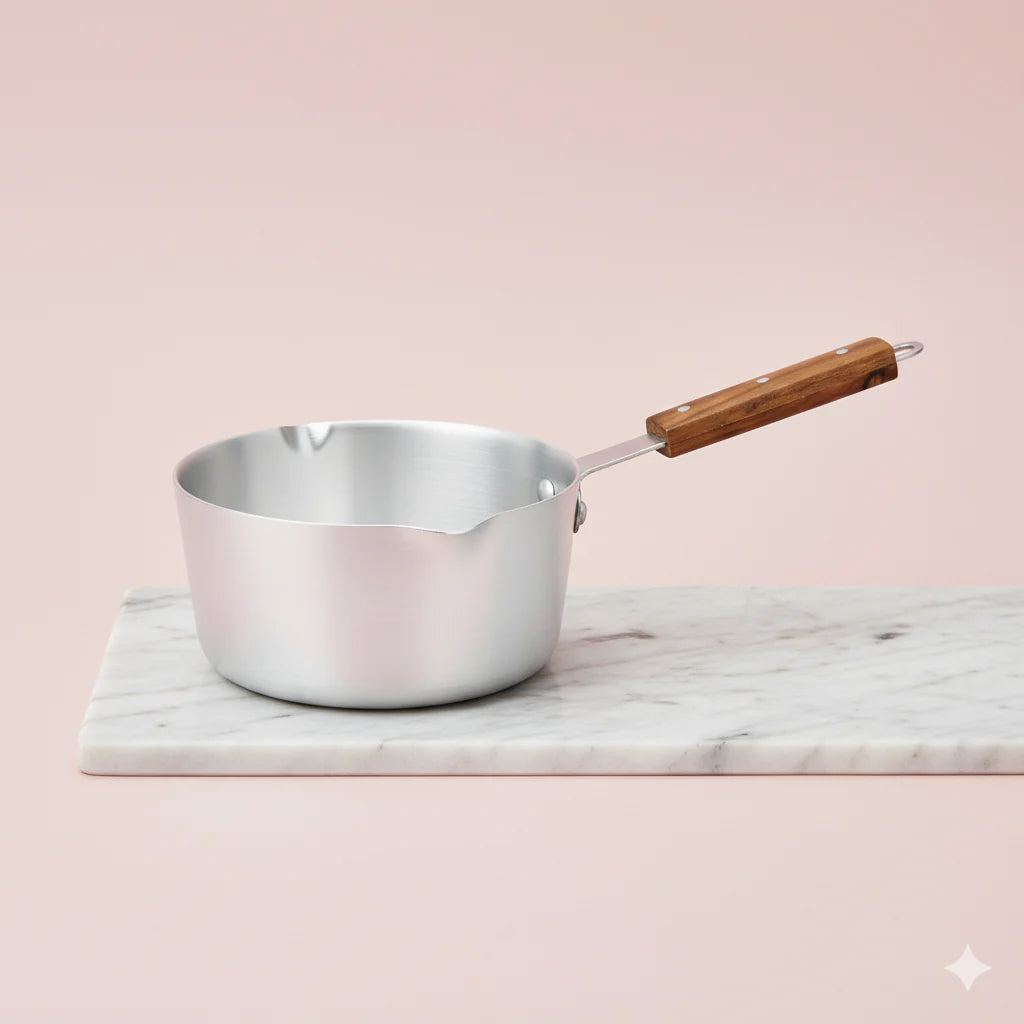 Metal Finish Double Spout Aluminum Milk Pan