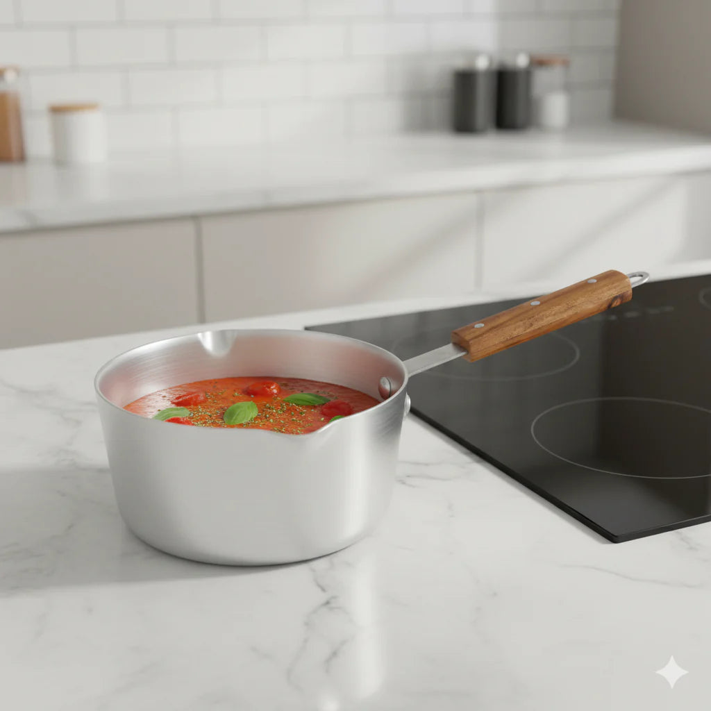 Metal Finish Double Spout Aluminum Milk Pan