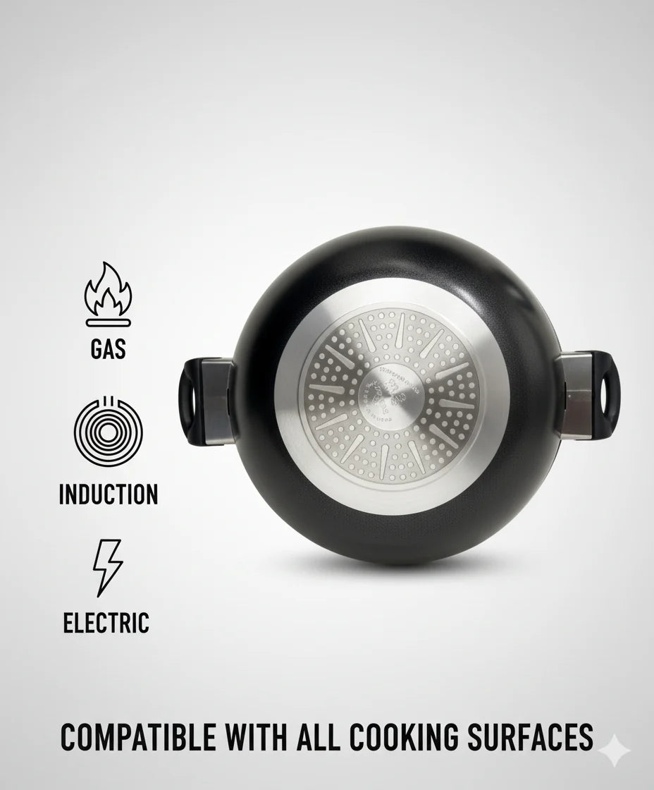 Induction Wok Non Stick with Glass Lid