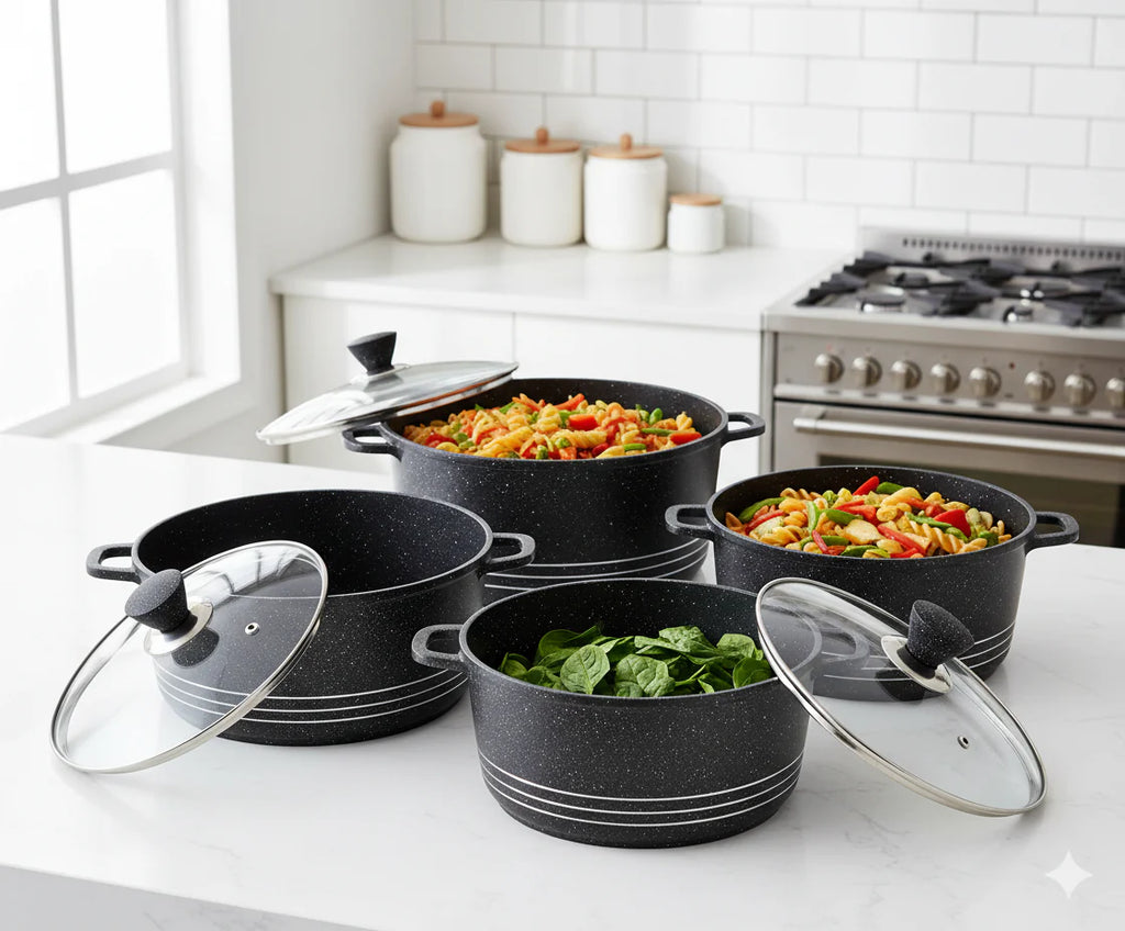 4Pc Non Stick Casserole Pot Set with Lids