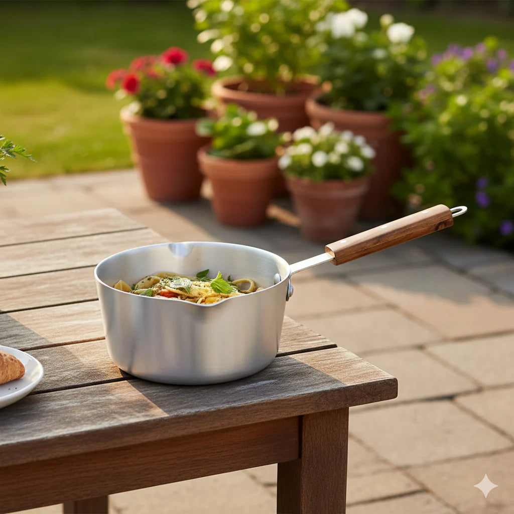 Metal Finish Double Spout Aluminum Milk Pan