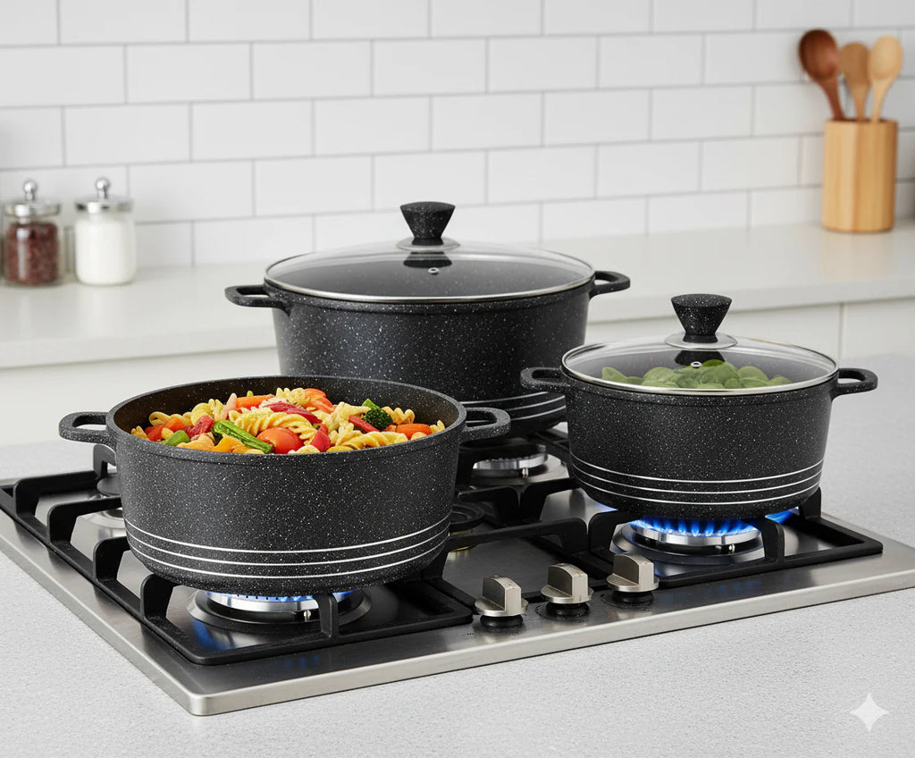 4Pc Non Stick Casserole Pot Set with Lids